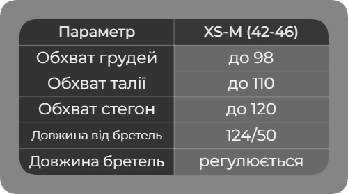 Таблица размеров