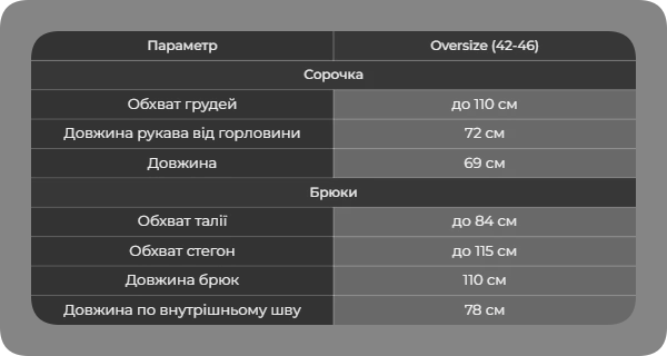Таблица размеров Таблица размеров