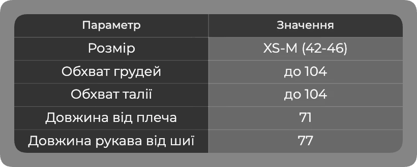 Таблица размеров Таблица размеров
