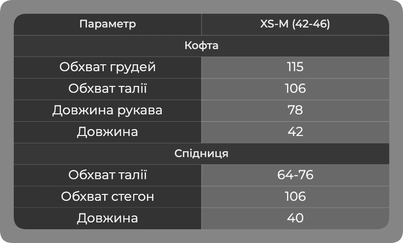 Таблица размеров Таблица размеров