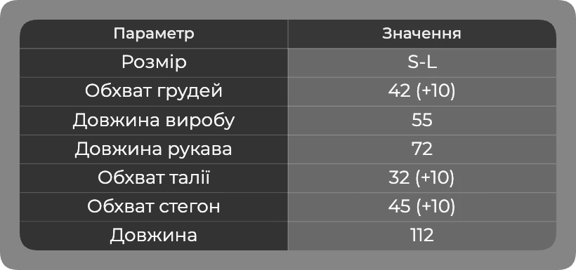 Таблица размеров Таблица размеров