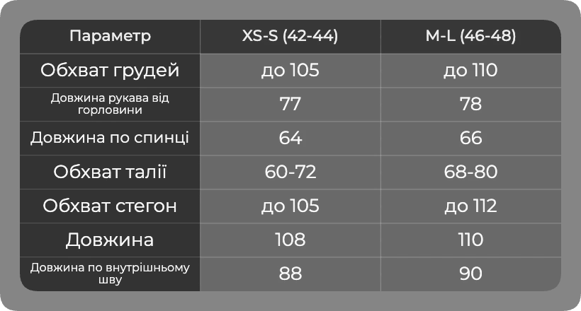 Таблица размеров Таблица размеров