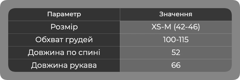 Таблица размеров Таблица размеров