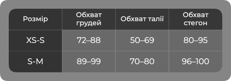 Таблица размеров Таблица размеров