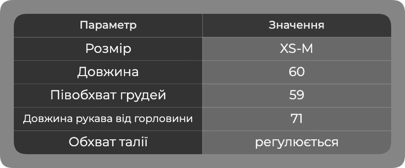 Таблица размеров Таблица размеров