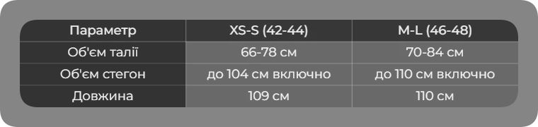Таблиця розмірів
