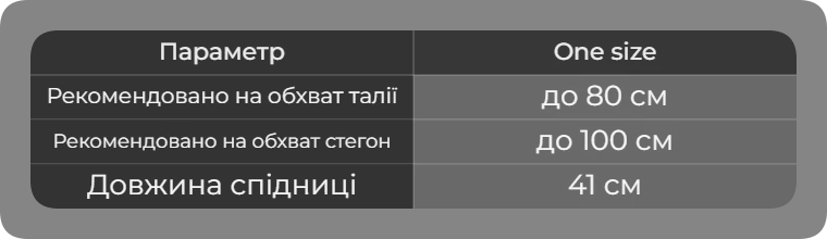 Таблиця розмірів